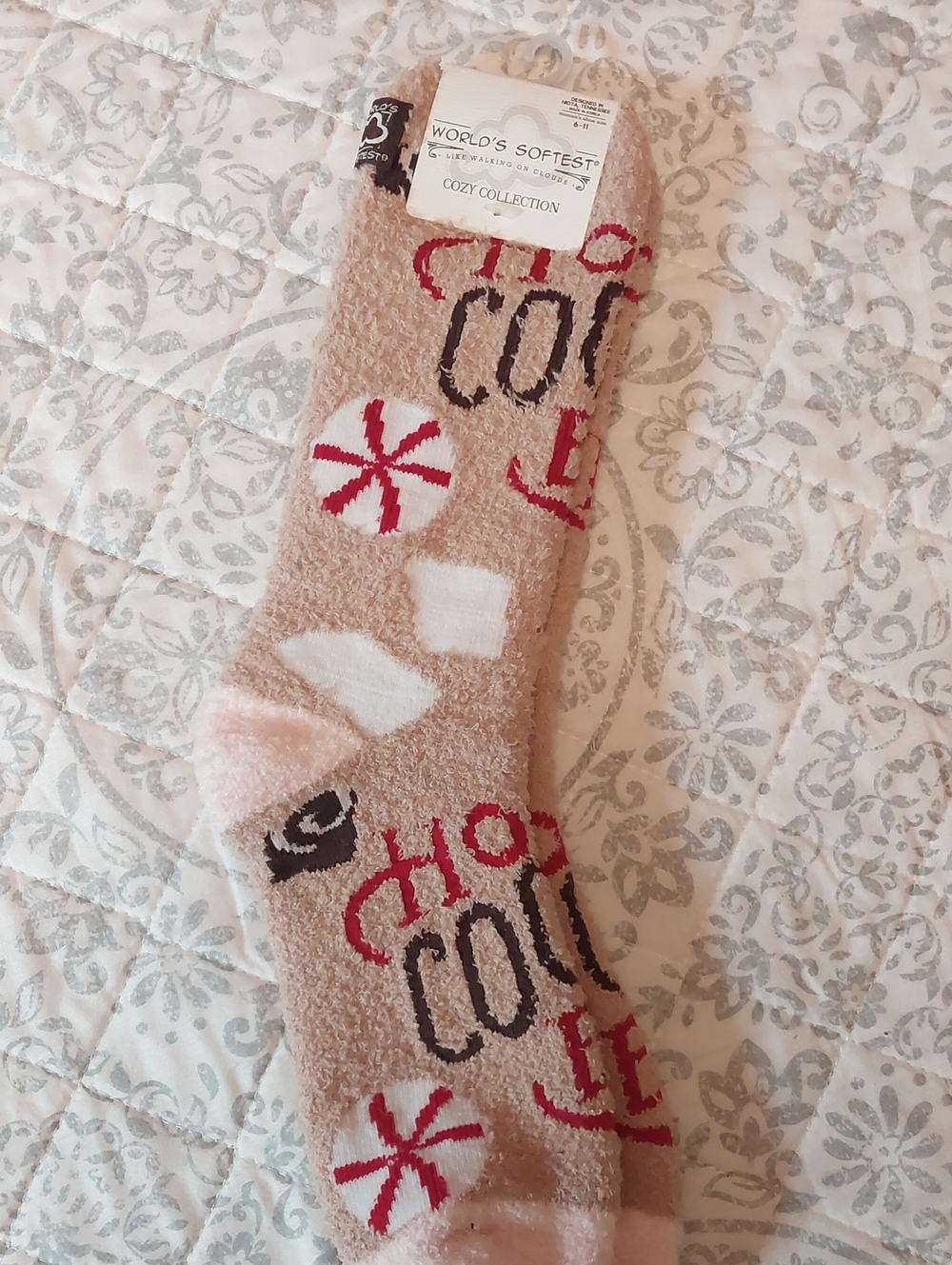 World's Softest Cozy Collection Fuzzy Socks - Pink & Red Accent